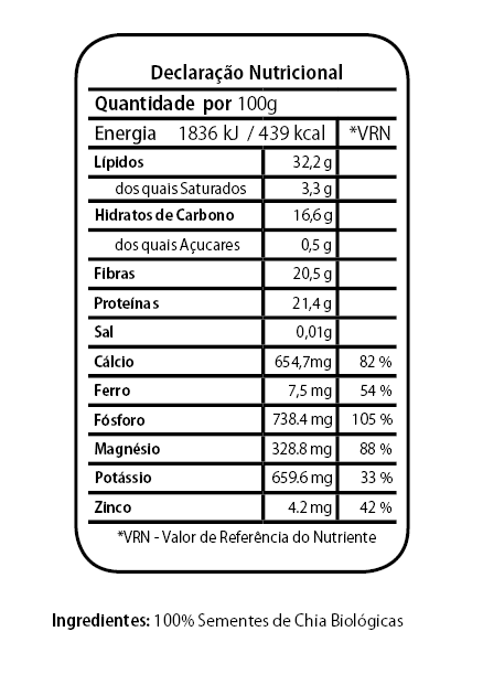 Sementes de Chia Bio - Omega 3 e 6, Minerais e Fibras